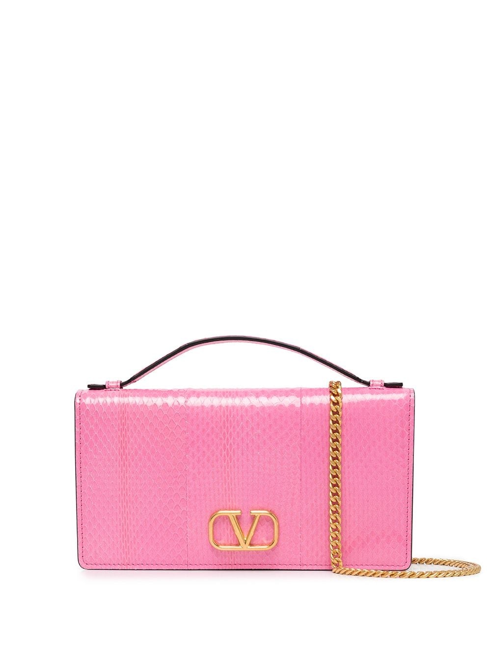 snakeskin-effect VLogo crossbody bag - 1