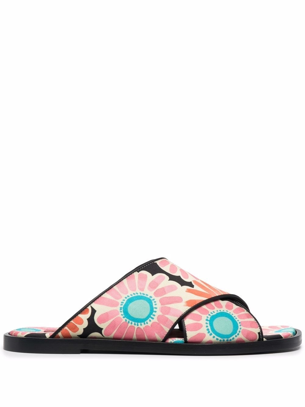 daisy-print criss-cross sandals - 1