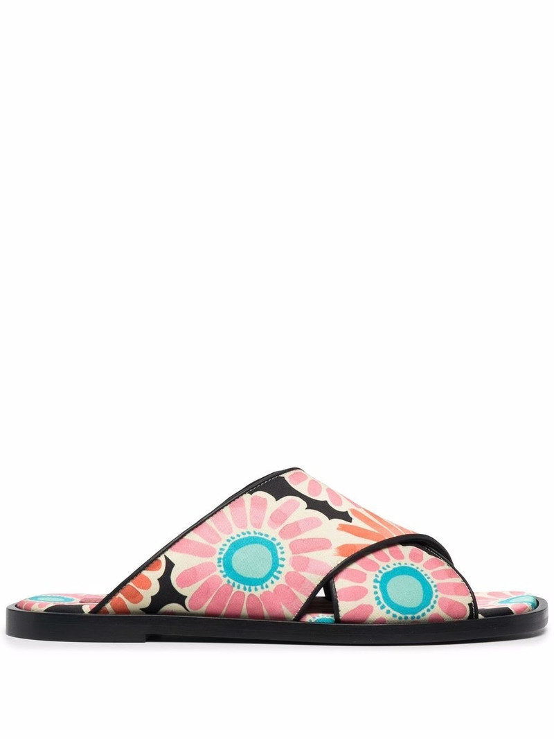 daisy-print criss-cross sandals 1