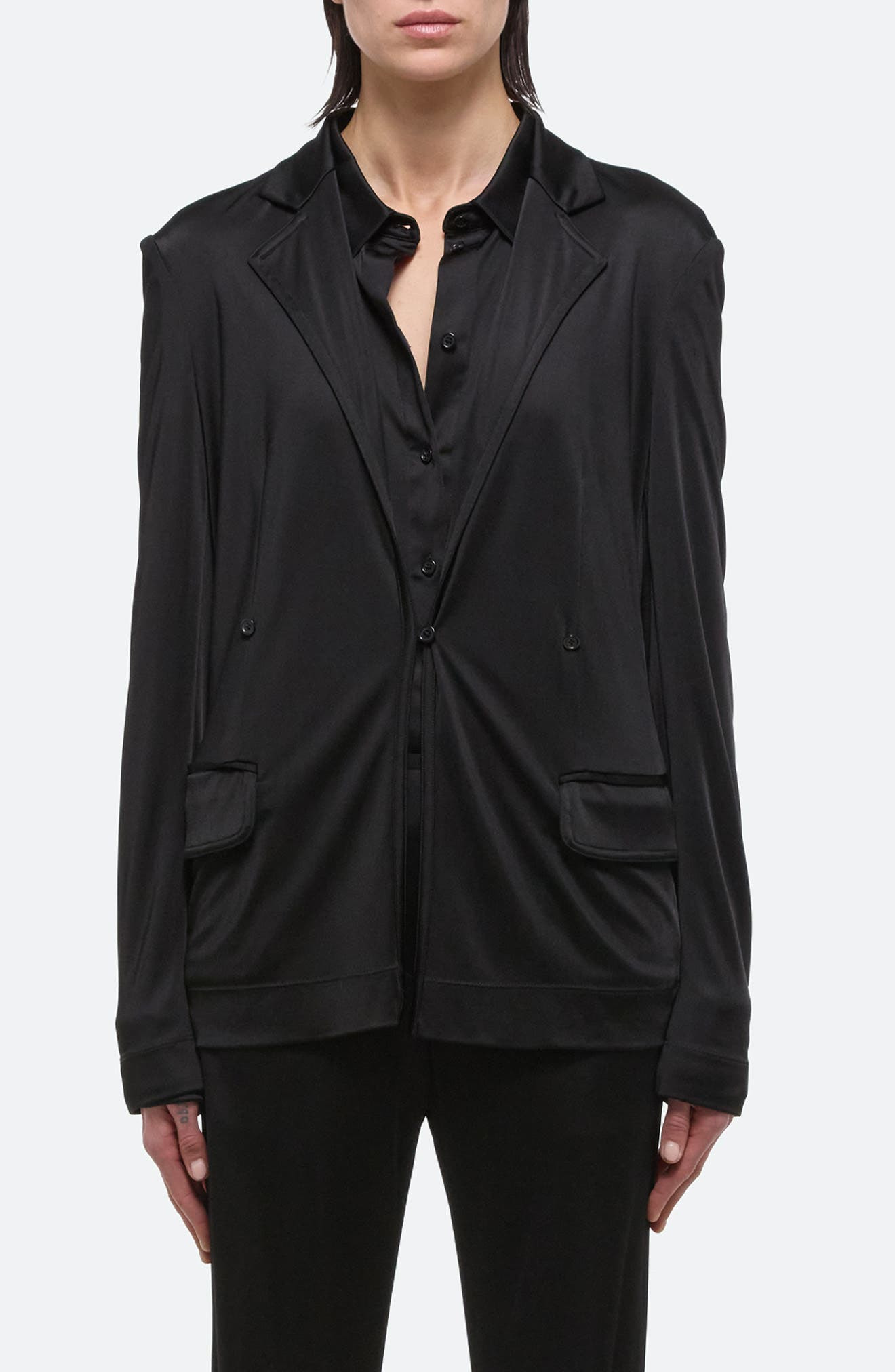 Helmut Lang Fluid Liquid Classic Blazer in Black - 1