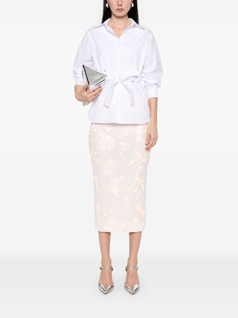 floral-mesh pencil skirt - 2