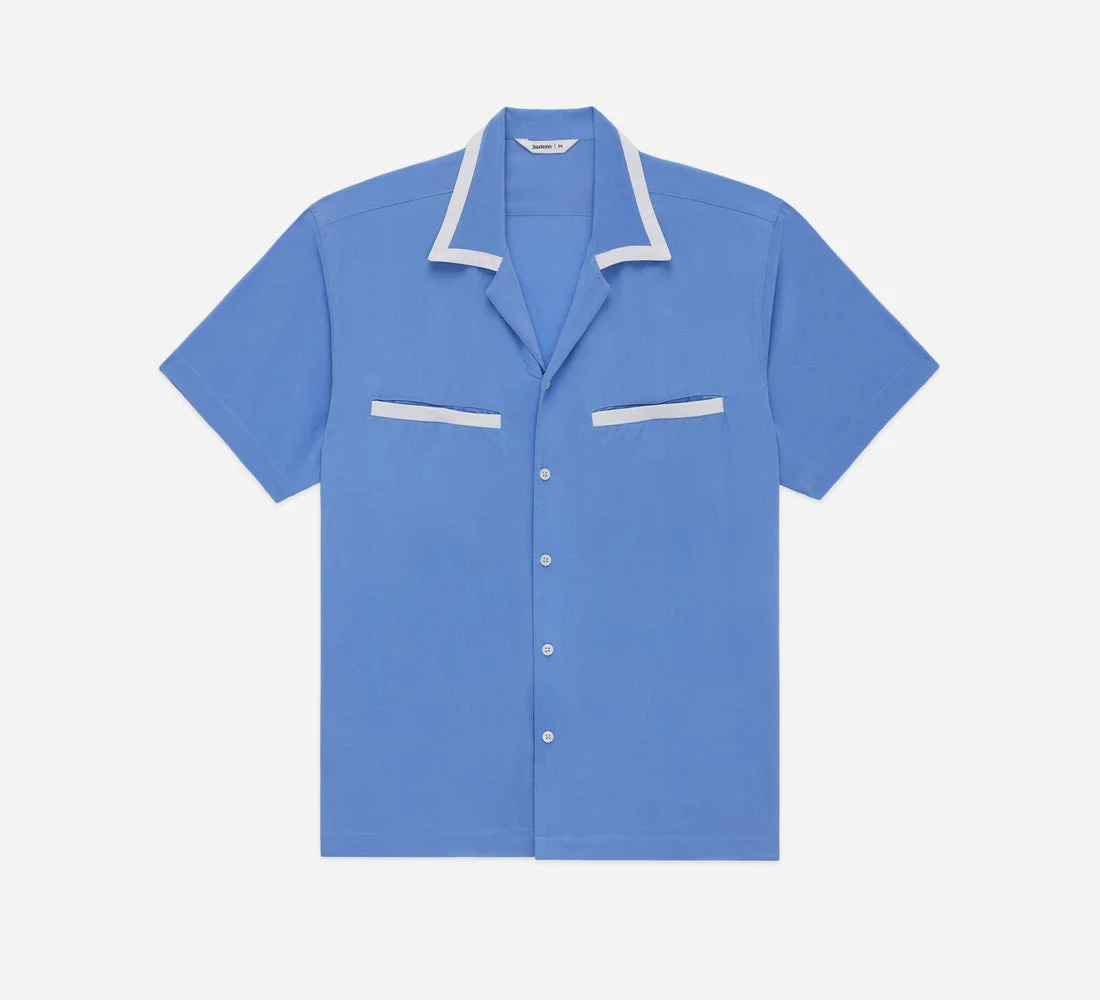 Bowling Shirt - Powder Blue Silk - 1