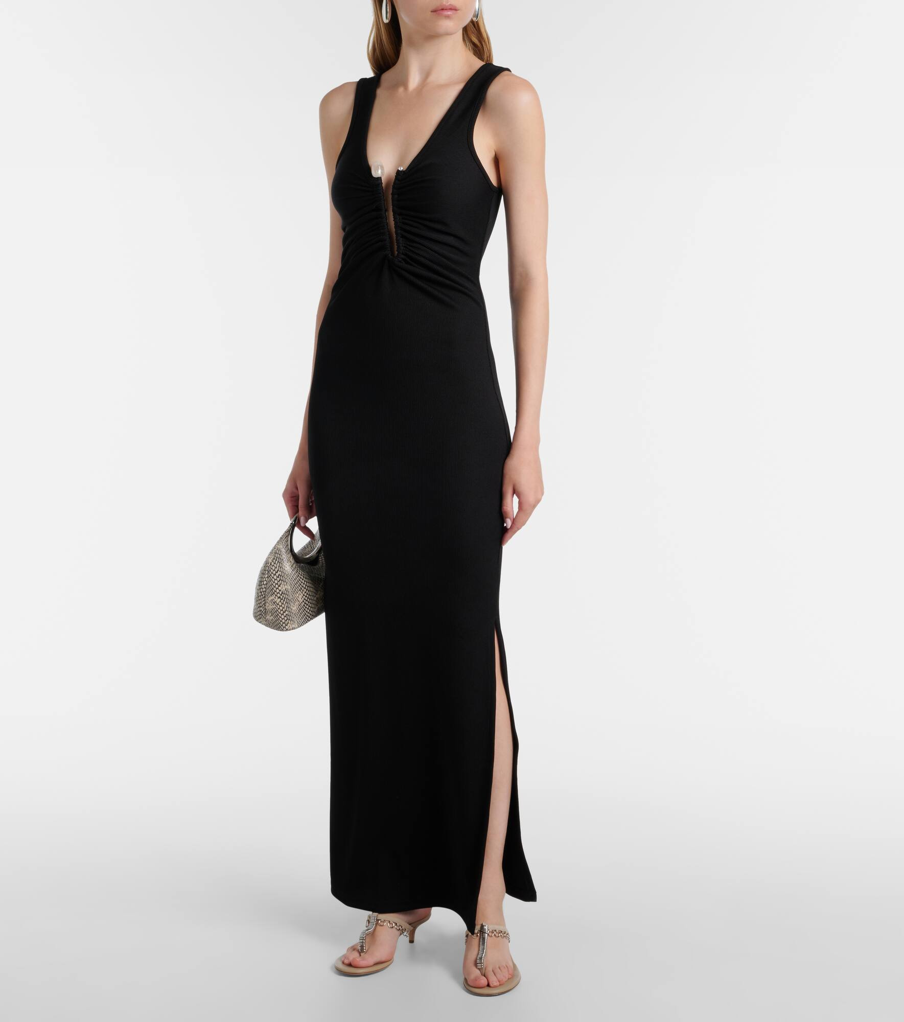 Crystal Pin embellished jersey maxi dress - 2