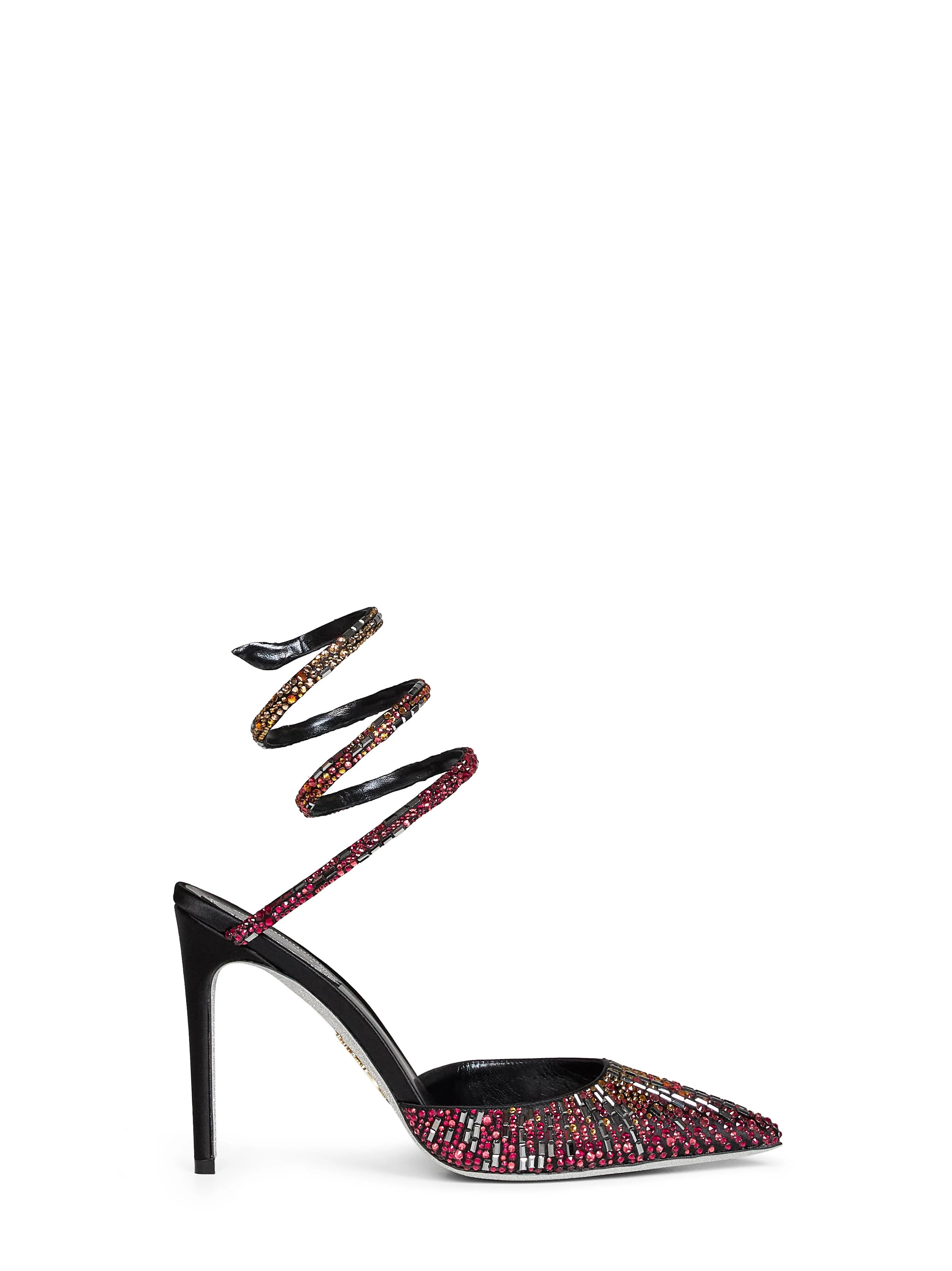 Black Swarovski crystal-embellished satin 105 slingback pumps - 1