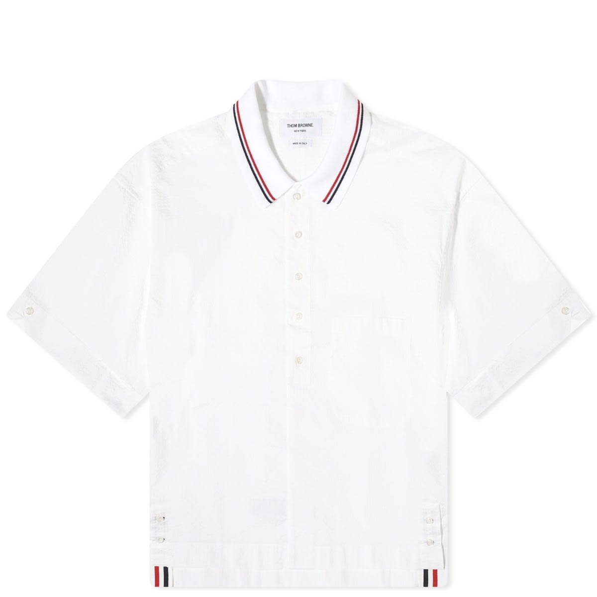 Thom Browne Knit Collar Short Sleeve Seersucker Shirt - 1