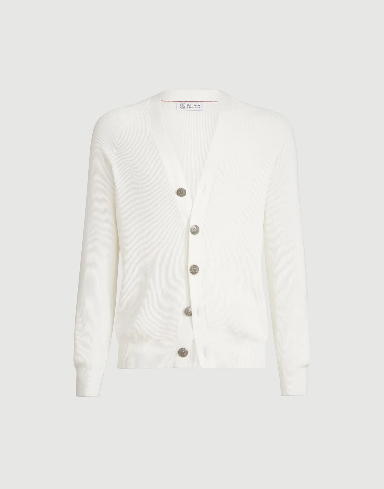 Cotton English rib cardigan with raglan sleeves - 1