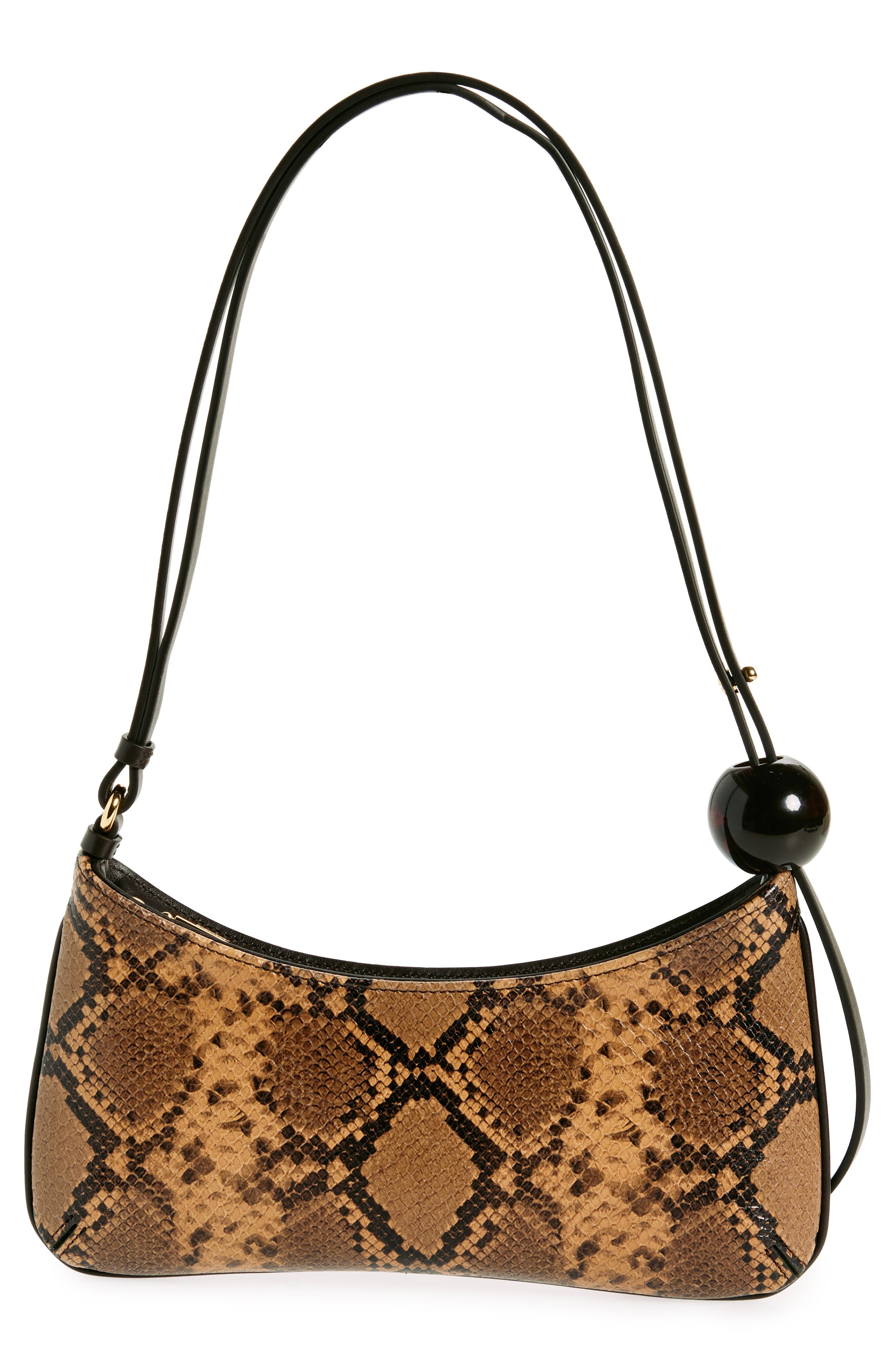 Jacquemus Le Bisou Perle Snakeskin Embossed Leather Shoulder Bag in Light Brown at Nordstrom - 4