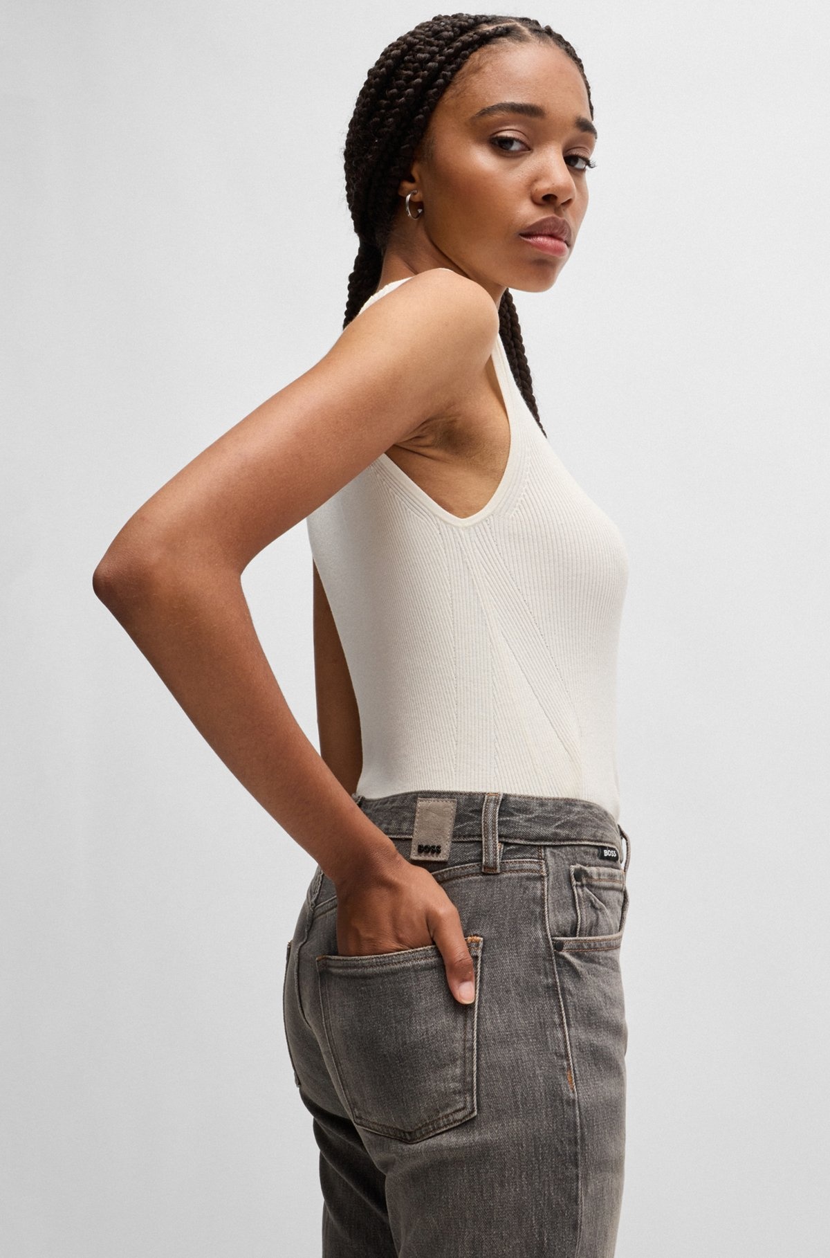 GRAY JEANS IN STRETCH DENIM - 5