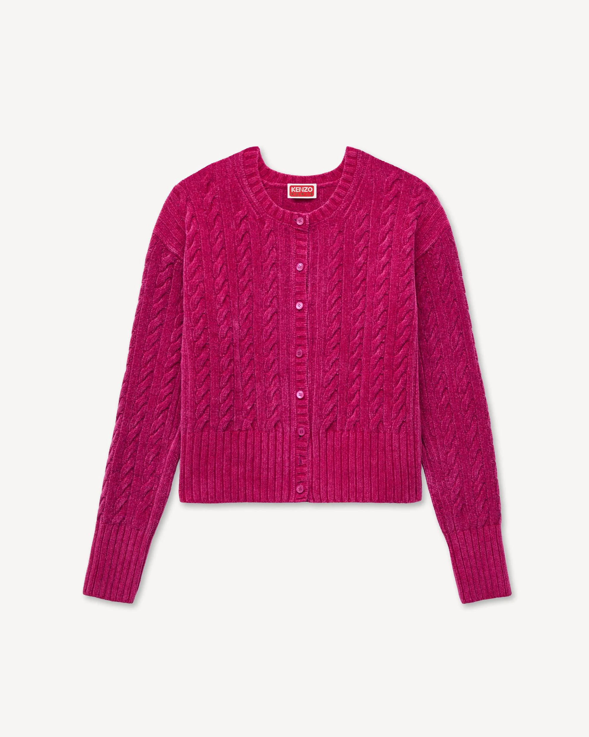 Cable-knit cardigan in velvet - 1
