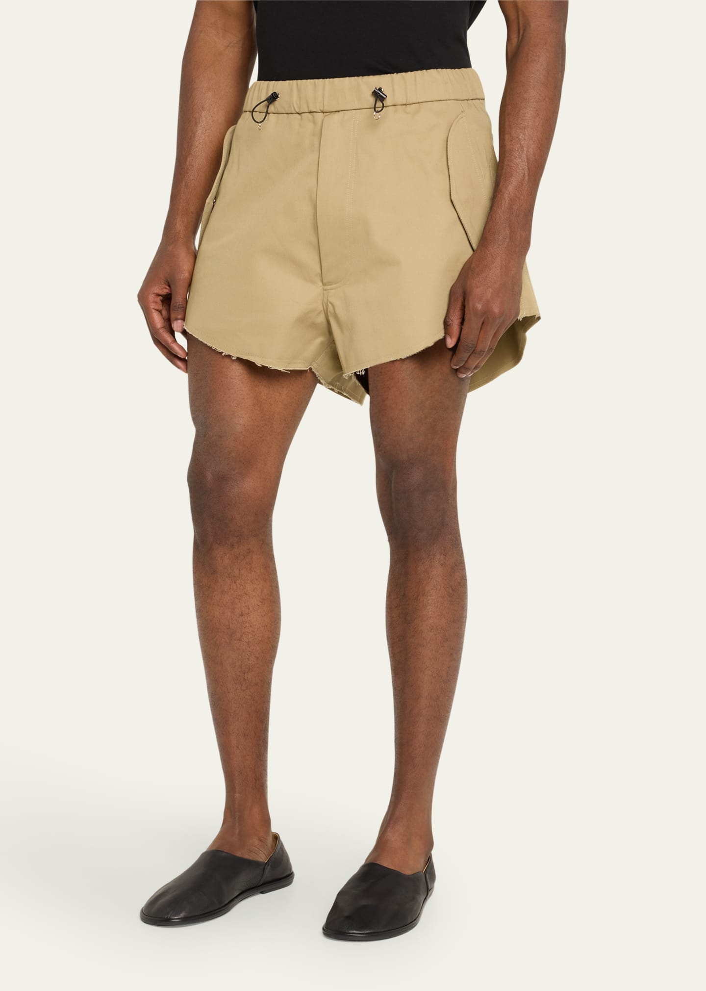 Men's Cropped Twill Back-Zip Shorts - 4