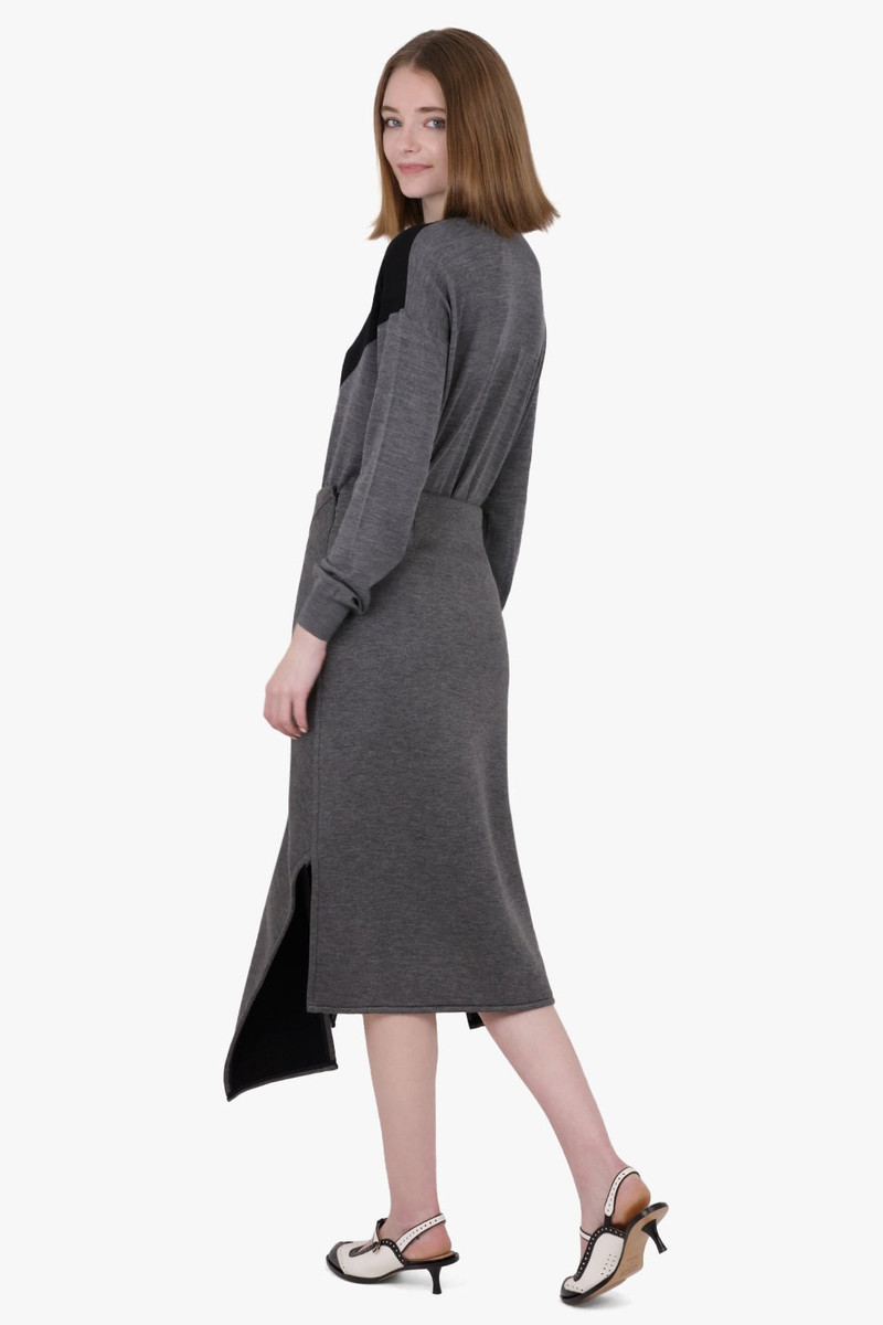 CREWNECK L/S CONTRAST PANEL KNIT | BLACK/GREY 4