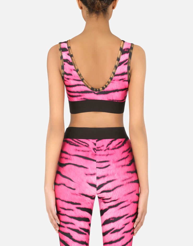 Run-resistant fabric top with tiger print and branded elastic - 2