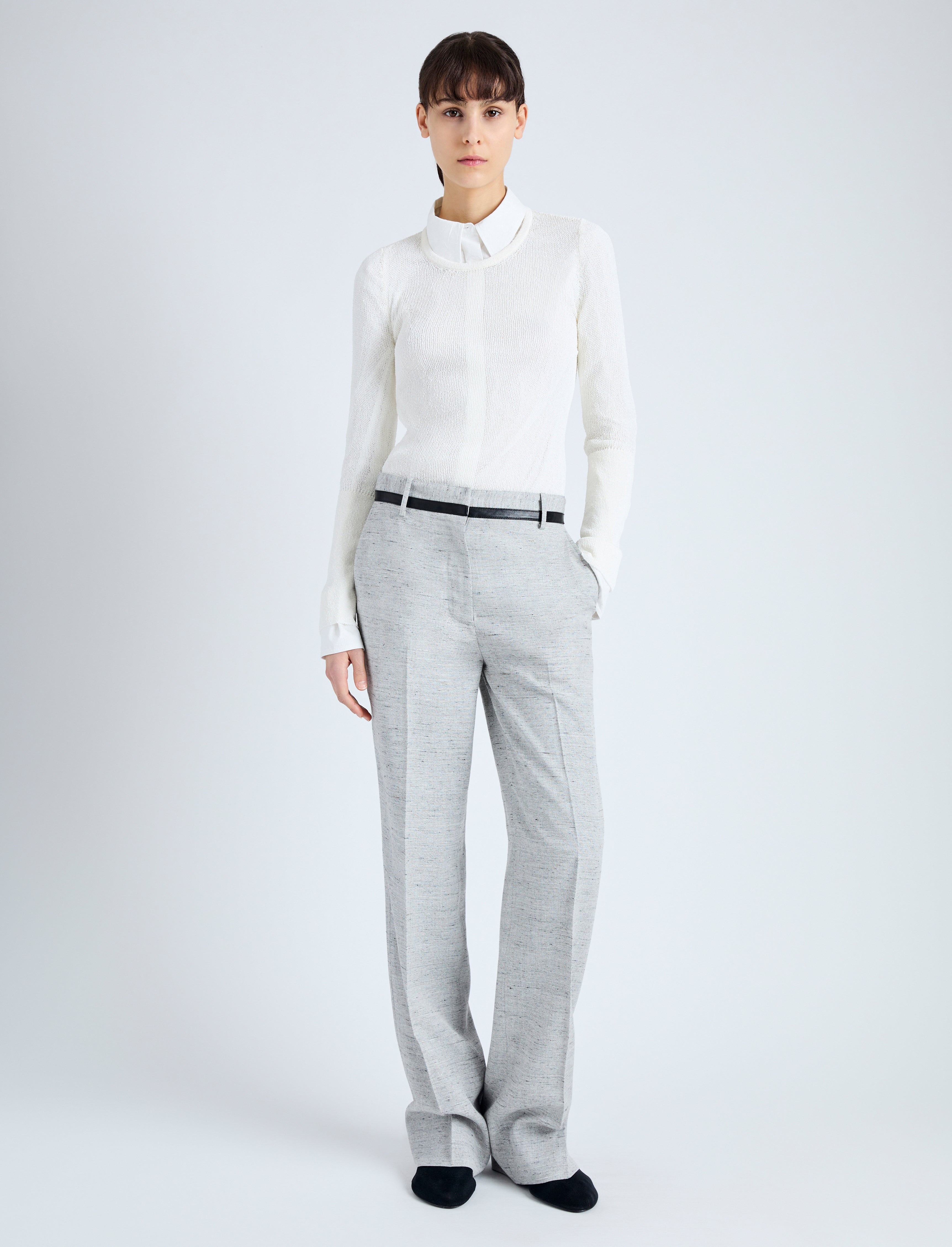 Aiden Pant in Melange Viscose Linen - 2