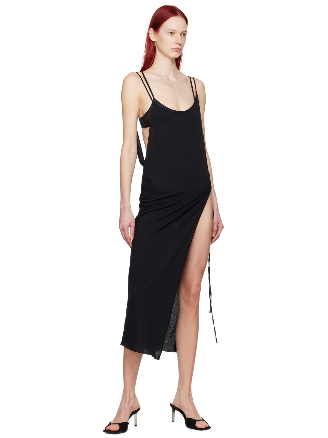 Black Vented Midi Dress - 4