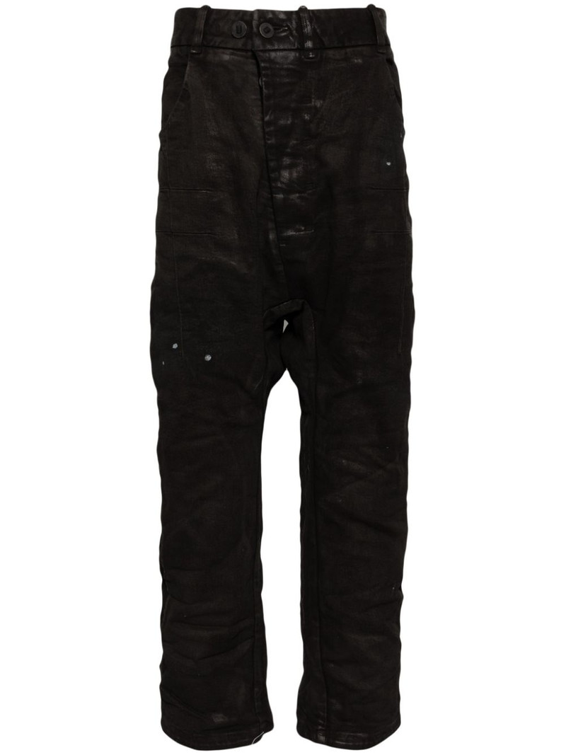 asymmetric drop-crotch jeans 1