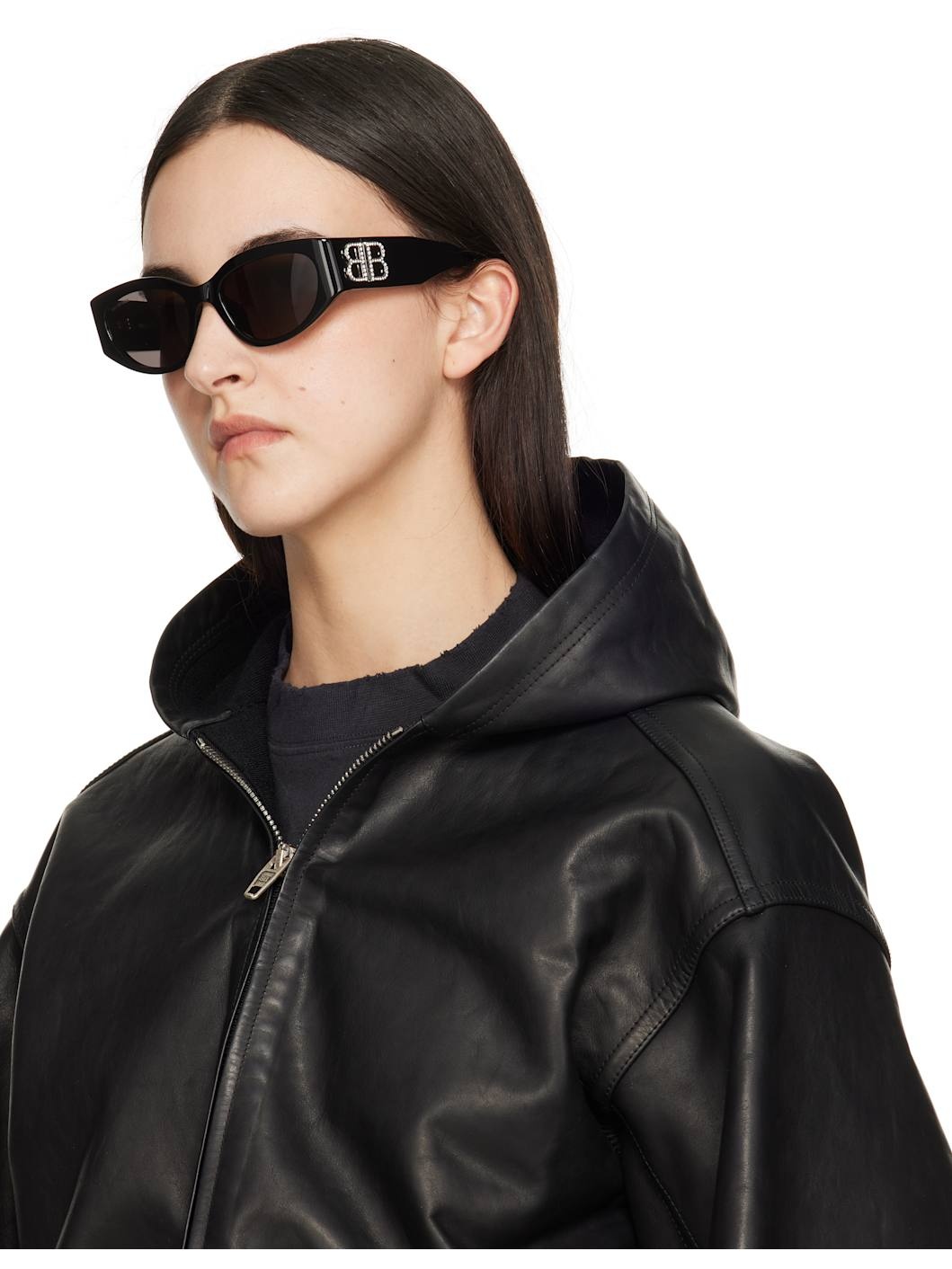 Black Bossy Round AF Sunglasses - 4