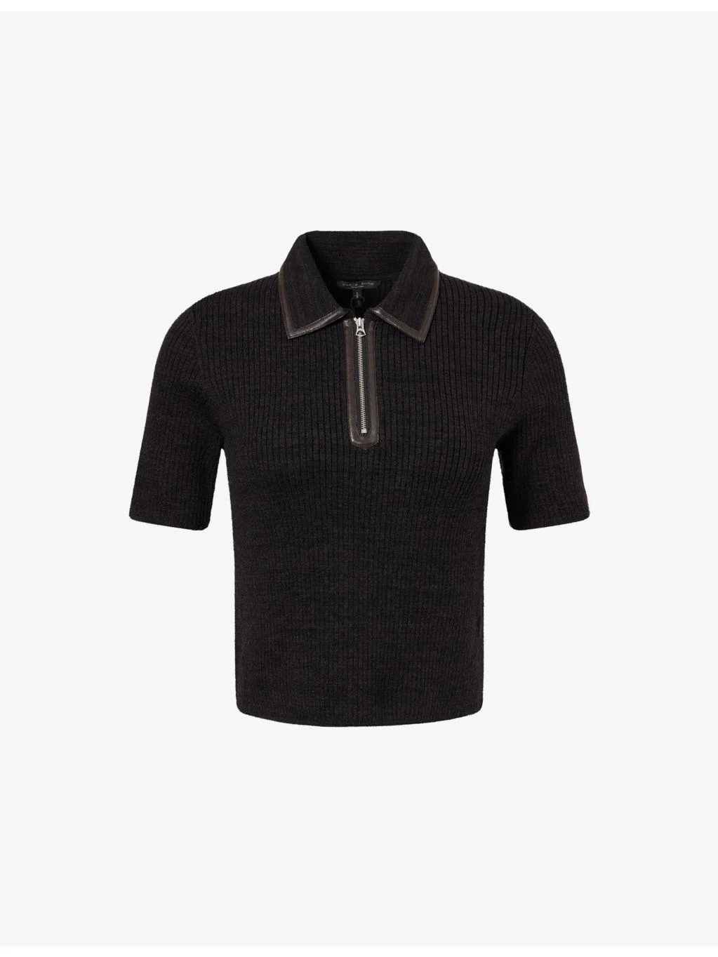 Caterina Ribbed Wool-Blend Knit Polo Top - 1