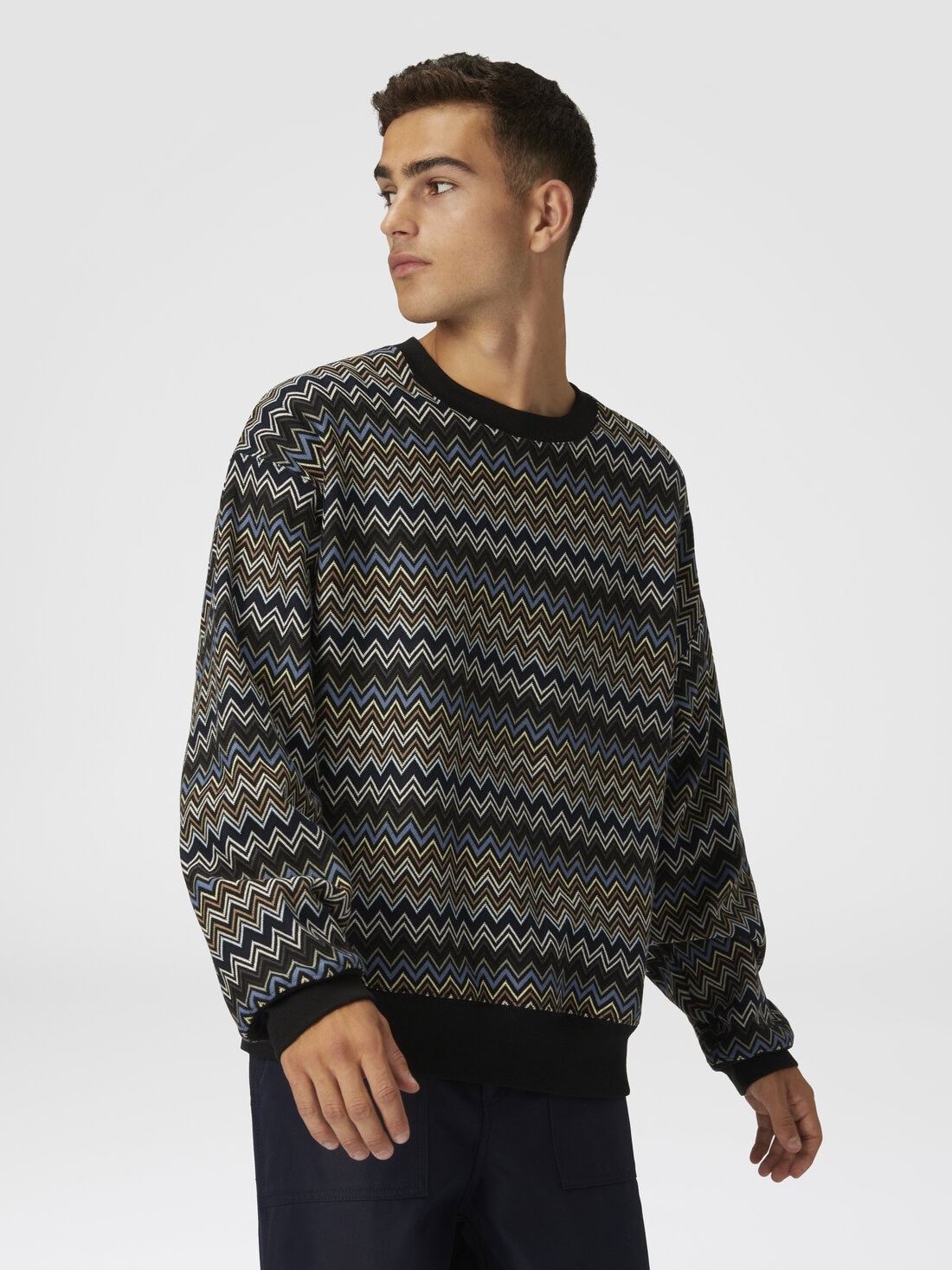 Zig zag cotton crewneck sweatshirt - 4