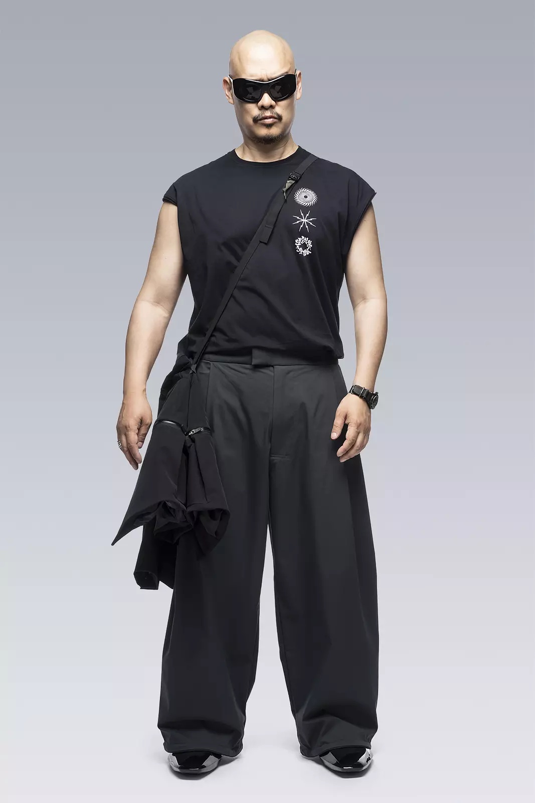 P48-CH Micro Twill Pleated Trouser Schwarzgrün - 8
