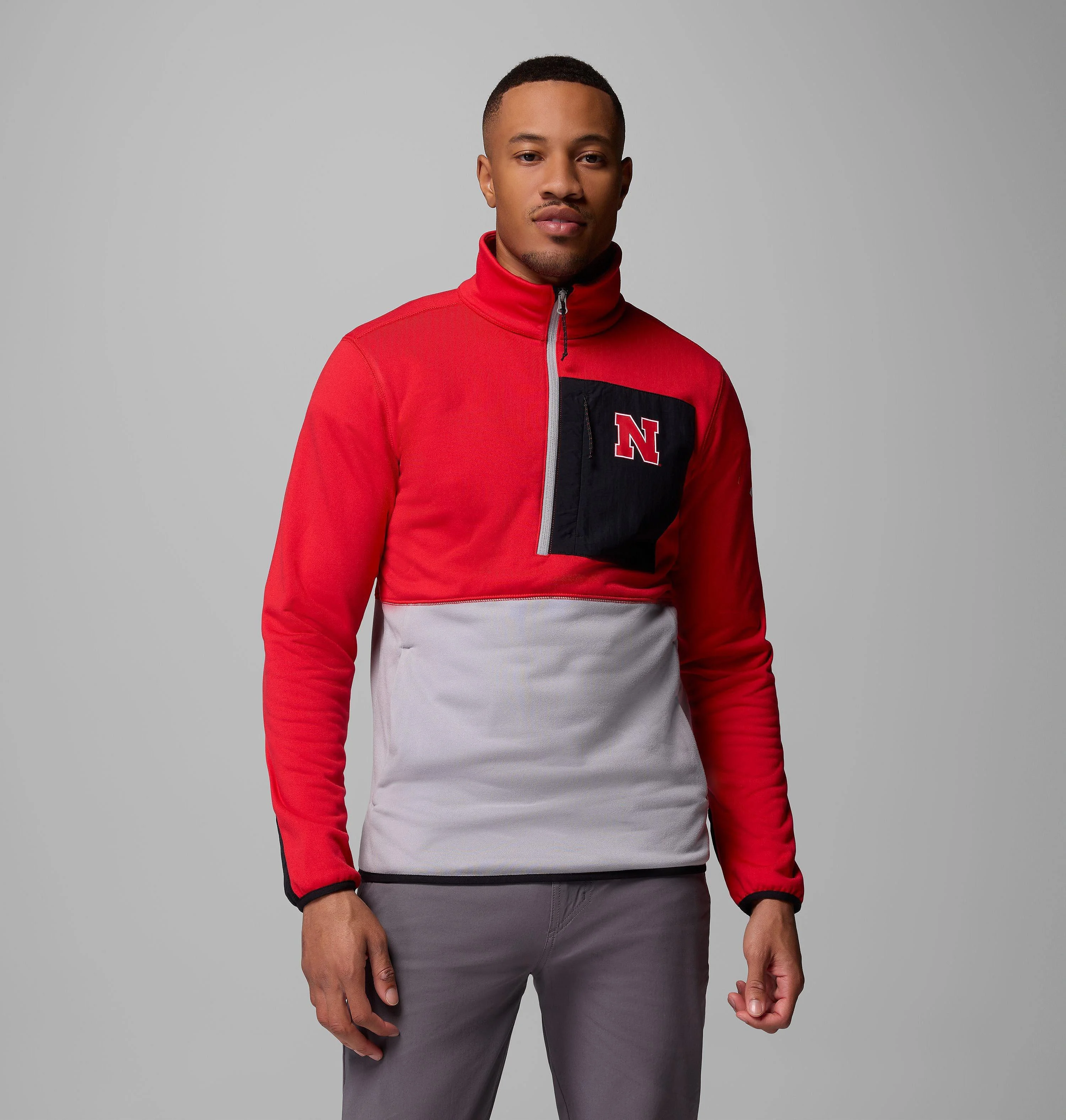 Men's Collegiate Columbia Hike Half Zip Jacket - Nebraska - 1