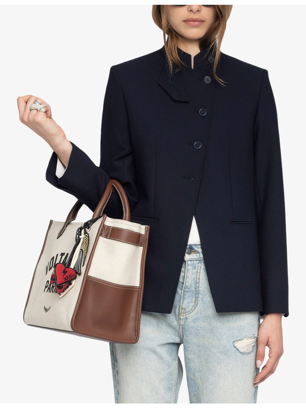 Verysa Stand-Collar Stretch-Woven Blazer - 3