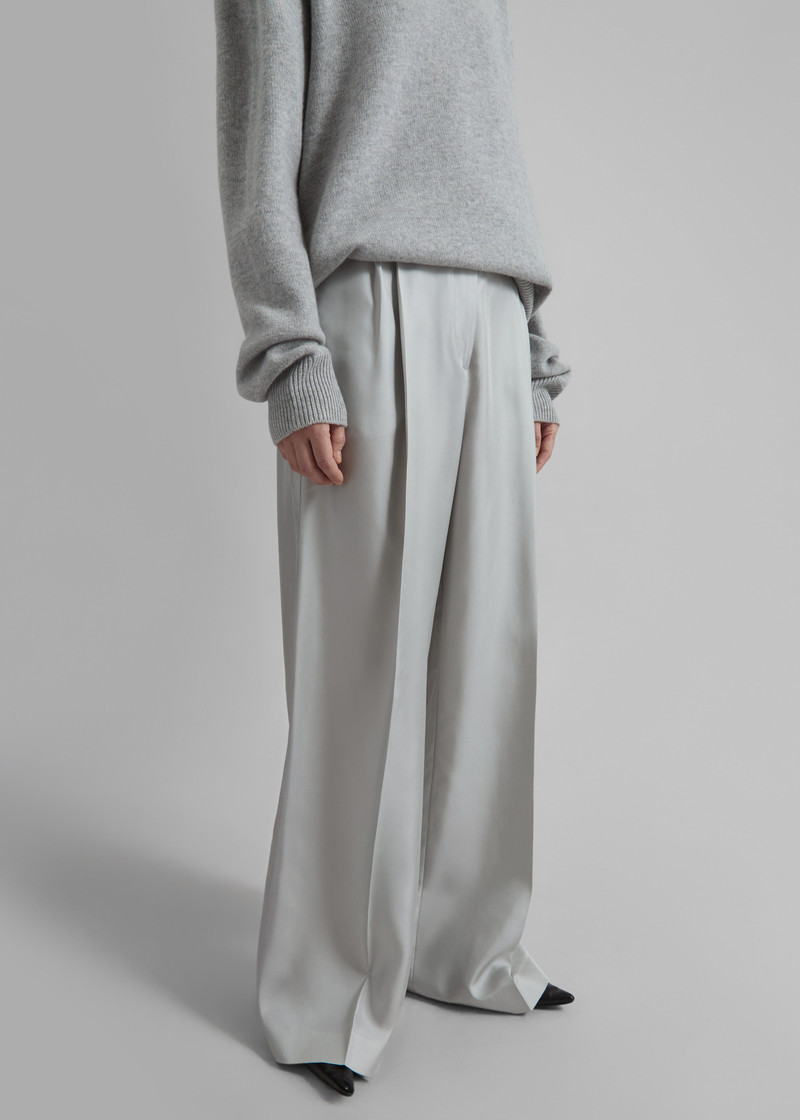 Marfa Pleated Silk Trousers - Grey 8