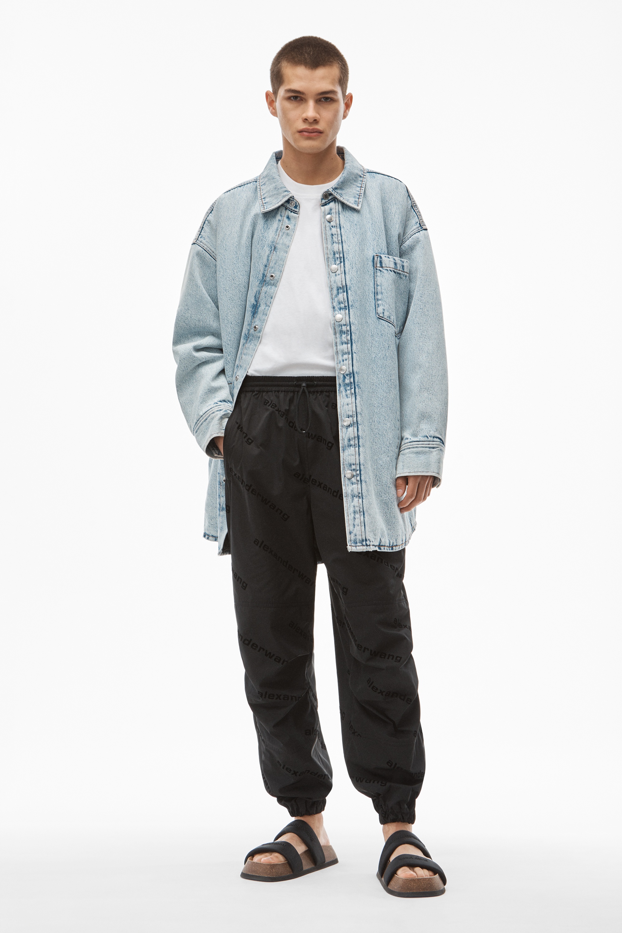 FLOCKED LOGO TRACK PANT IN TAFFETA - 3