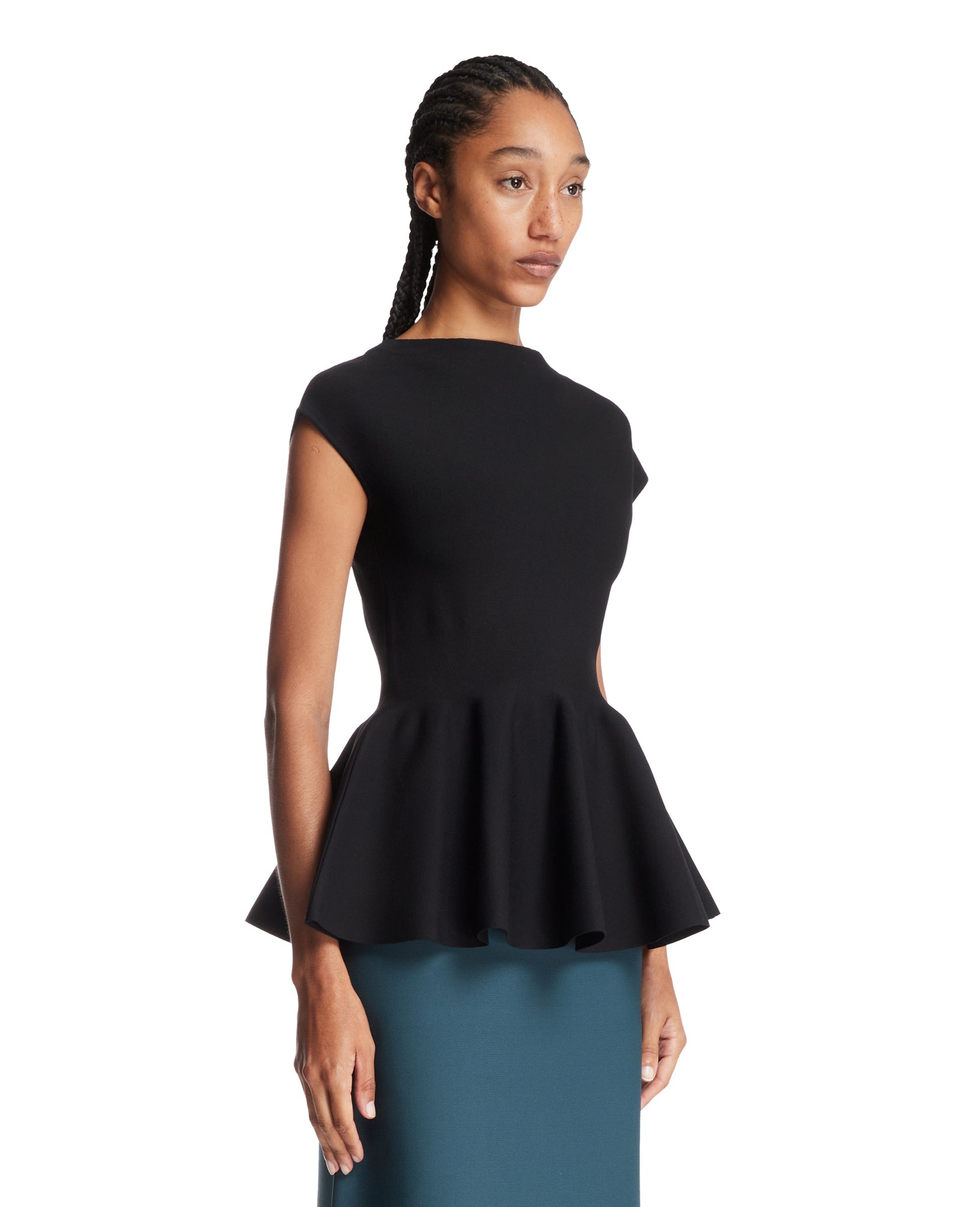Black Peplum Knit Top - 4