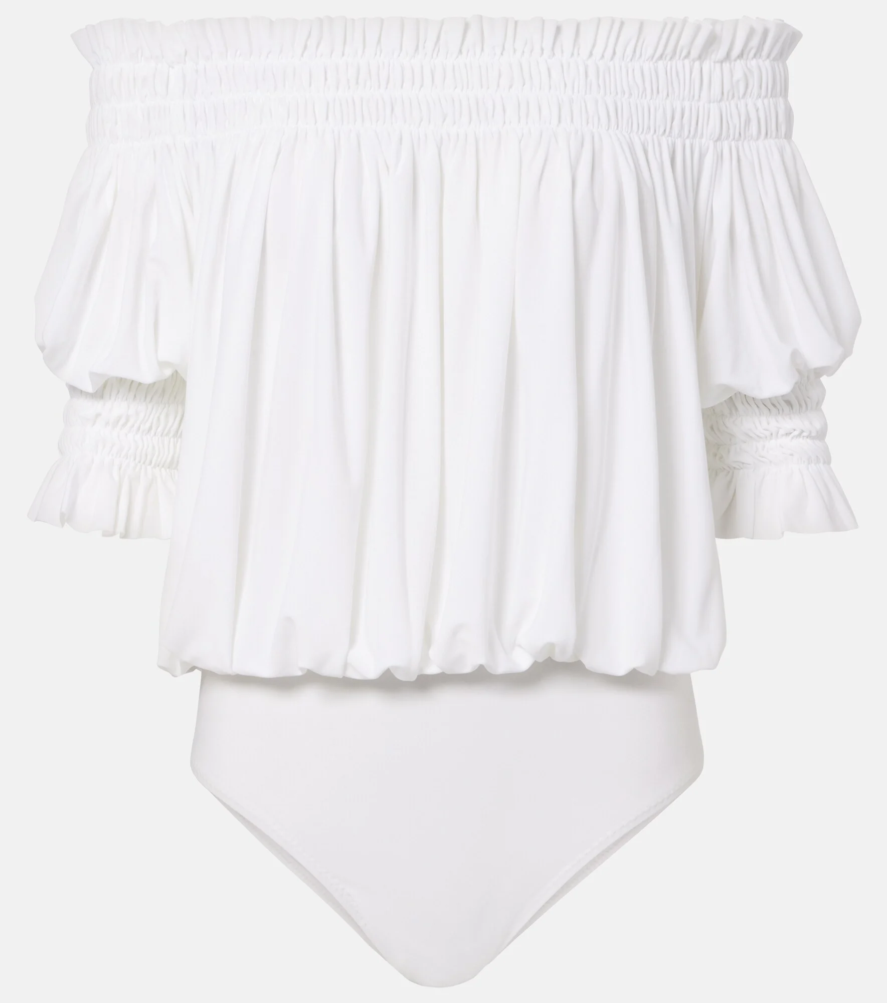 Off-shoulder smocked bodysuit - 1