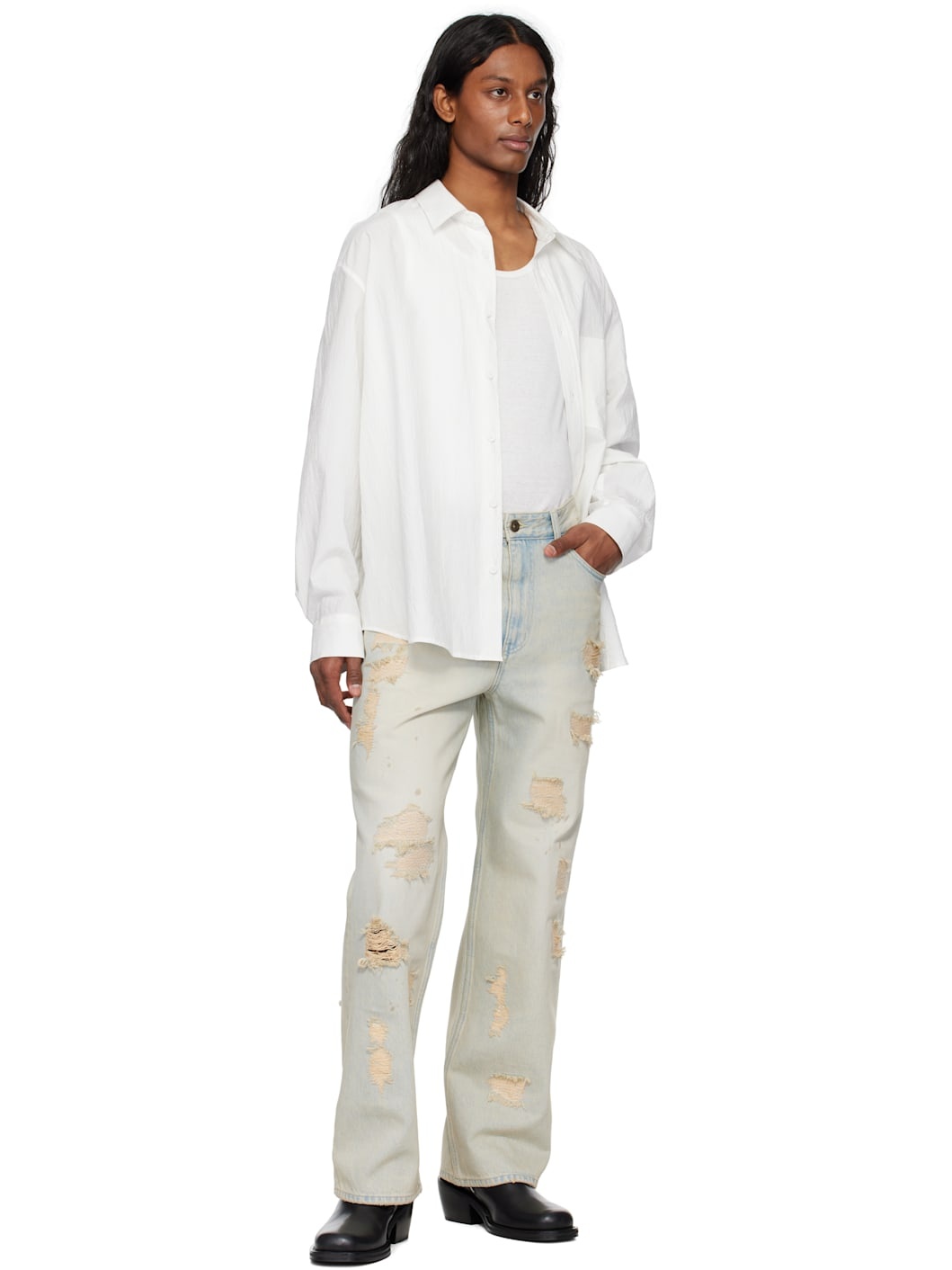 Blue Destroyed Jeans - 4