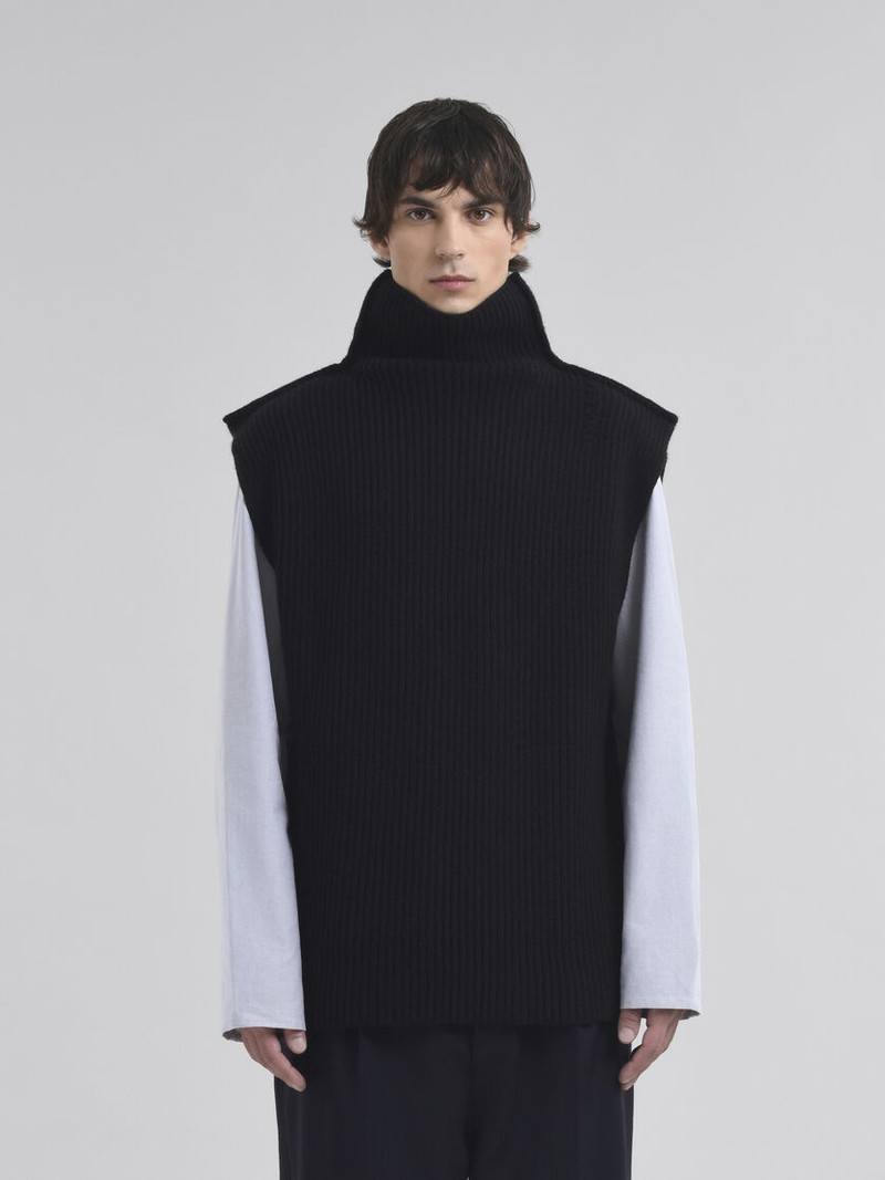 Marni BLACK RIBBED WOOL VEST outlook