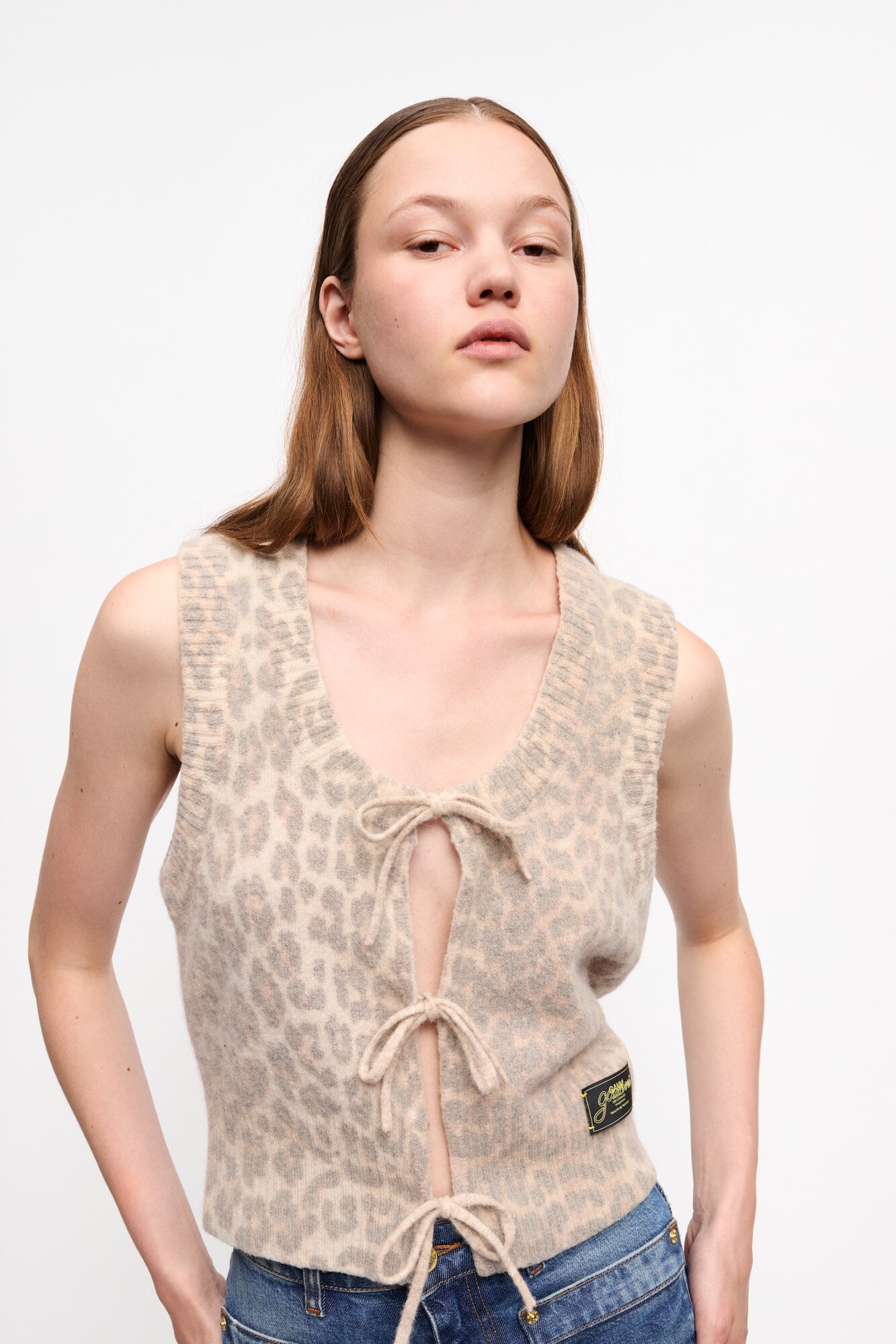 LEOPARD TIE STRING VEST - 5