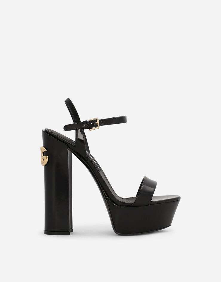 Polished calfskin platform sandals - 1