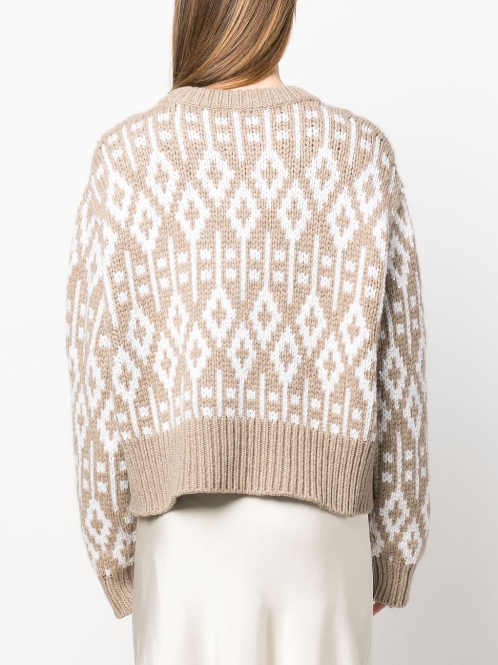 crew neck printed cashmere jumper - 4