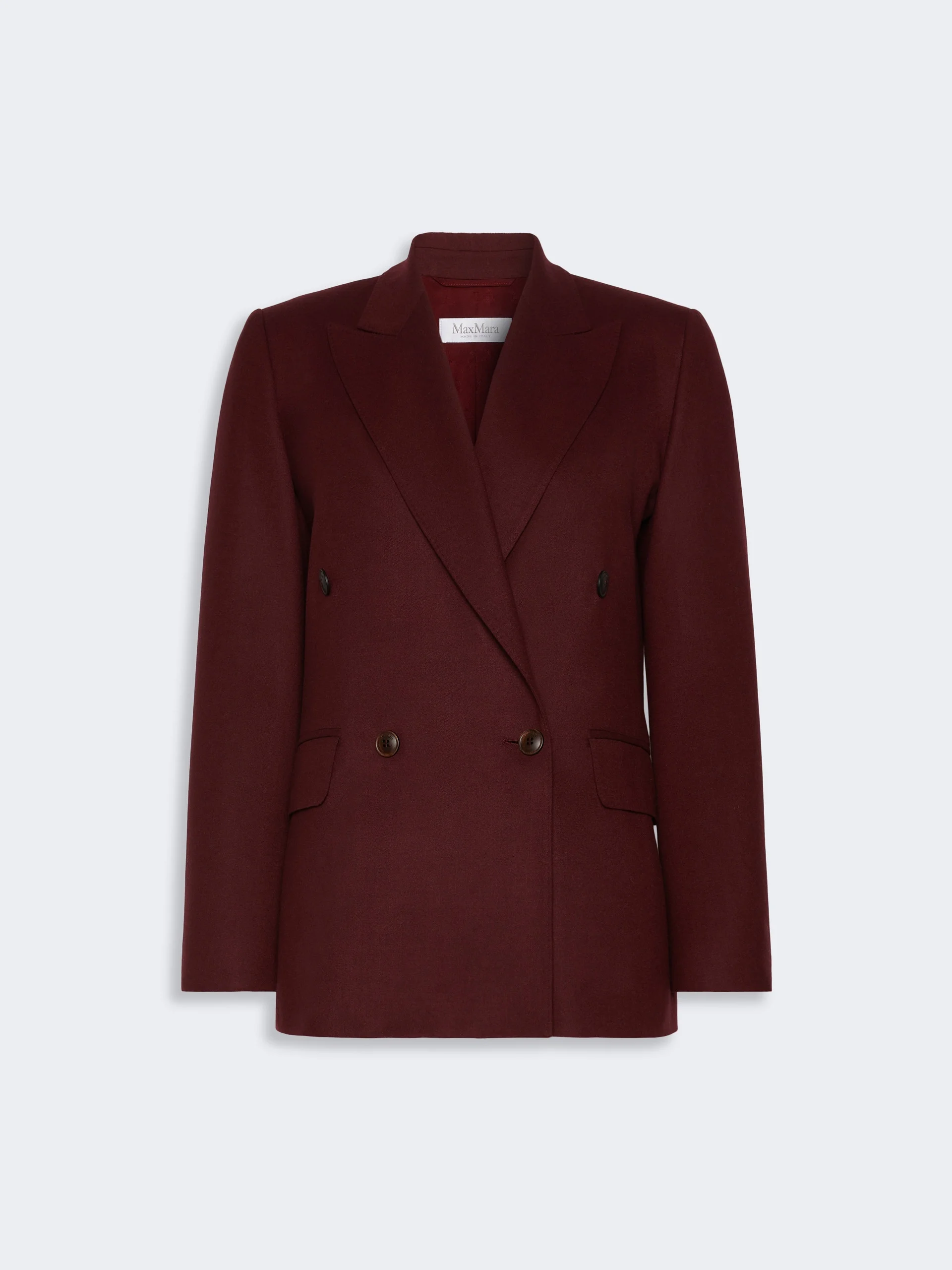 SCENICO Double-breasted wool flannel blazer - WINE-COLOURED - 1