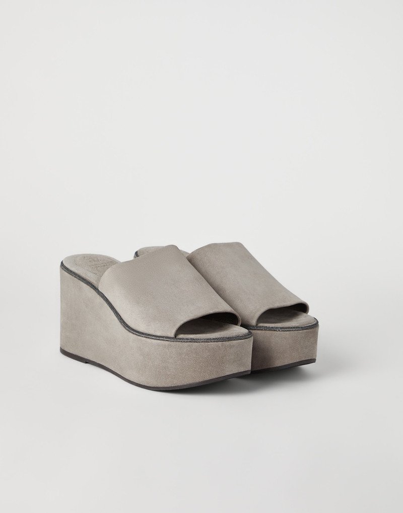 Suede wedges with precious welt - 1