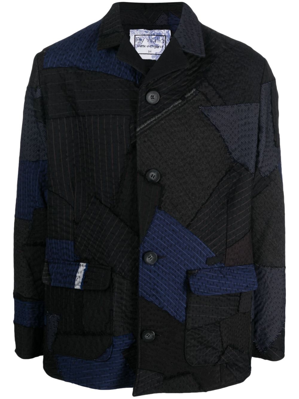patchwork striped shirt jacket - 1