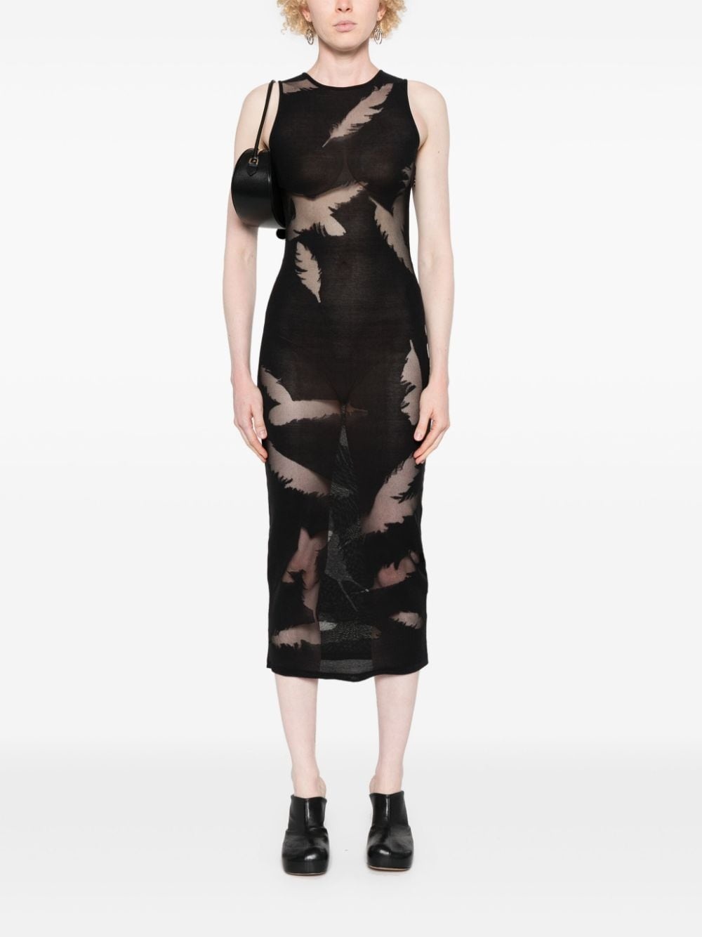 feather-intarsia pencil dress - 2