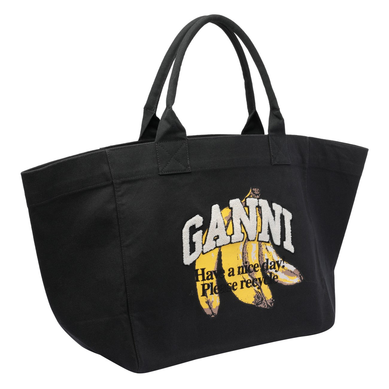 Ganni Women Xxl Banana Print Logo Shopper Bag - 2