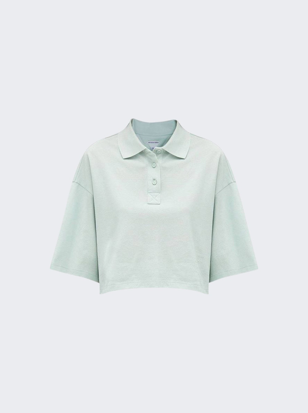 Cropped Piquet Polo Light Cyan - 1