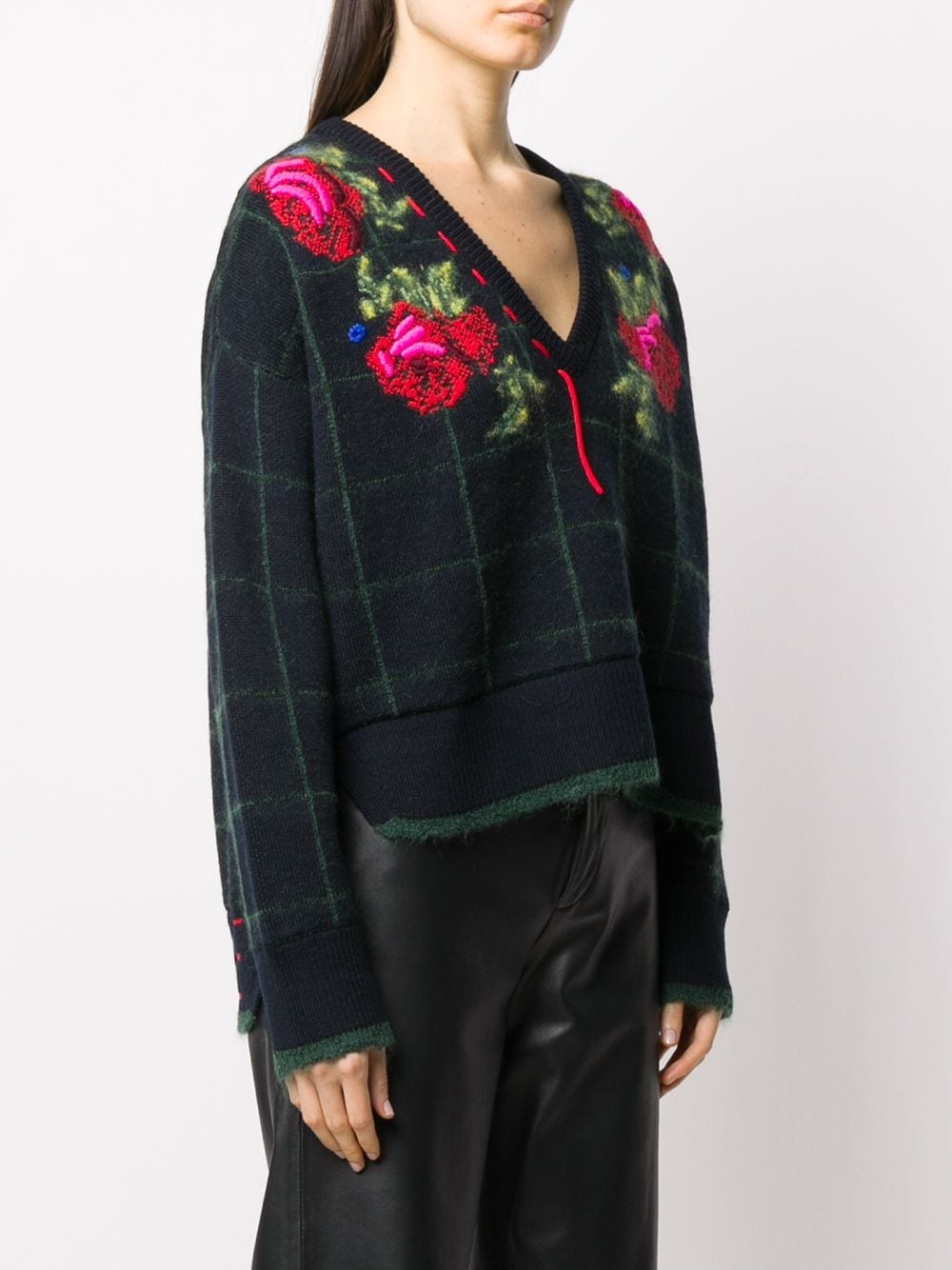 rose check-intarsia jumper - 3