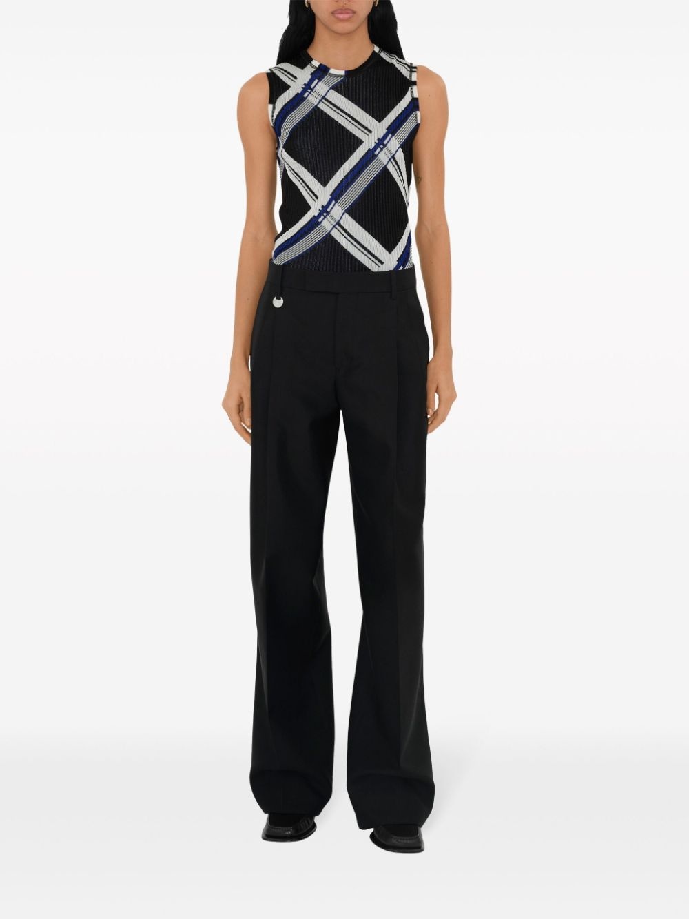 checked silk knitted vest - 2