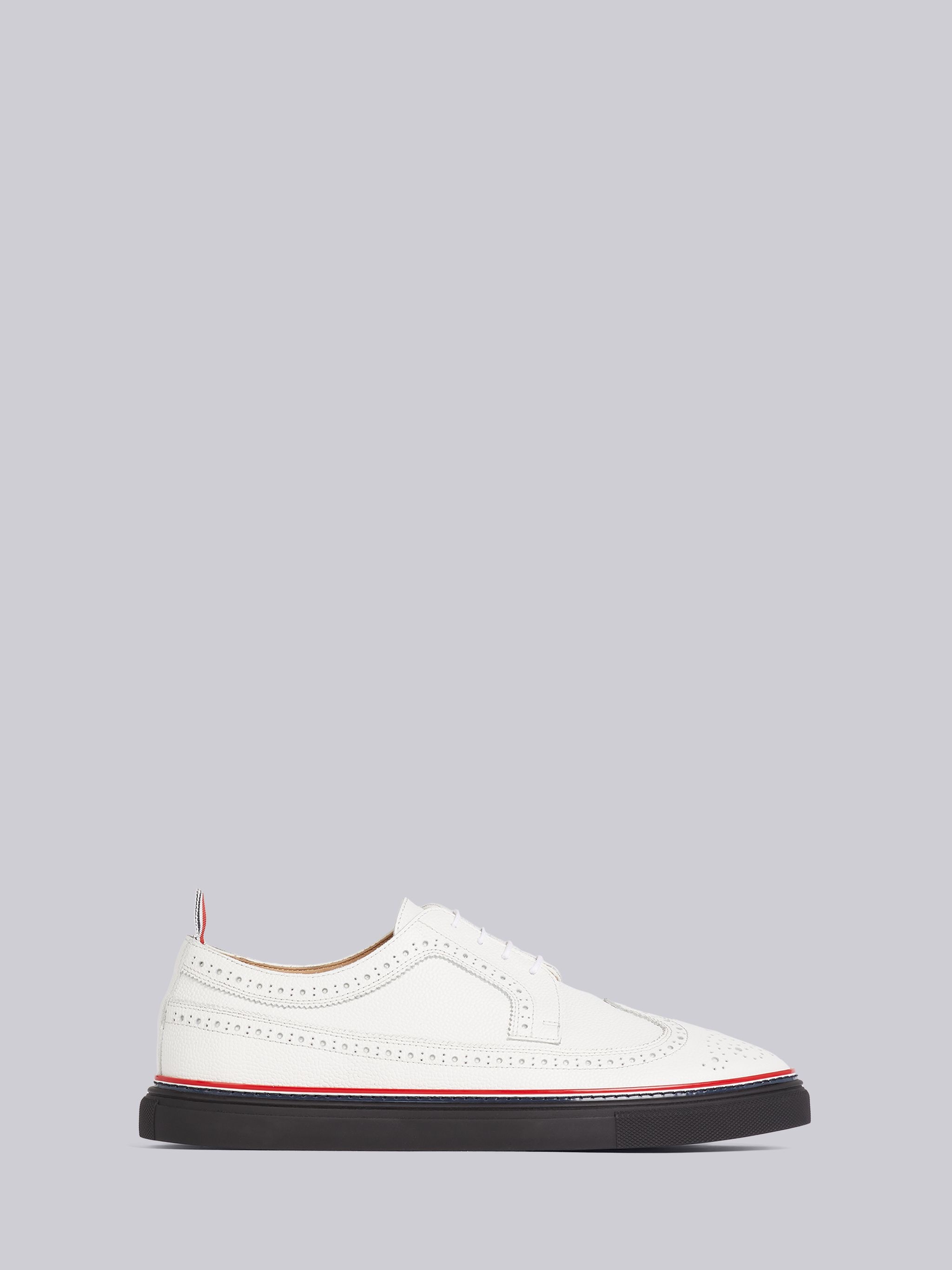 White Pebbled Calfskin Longwing Brogue Trainer - 1