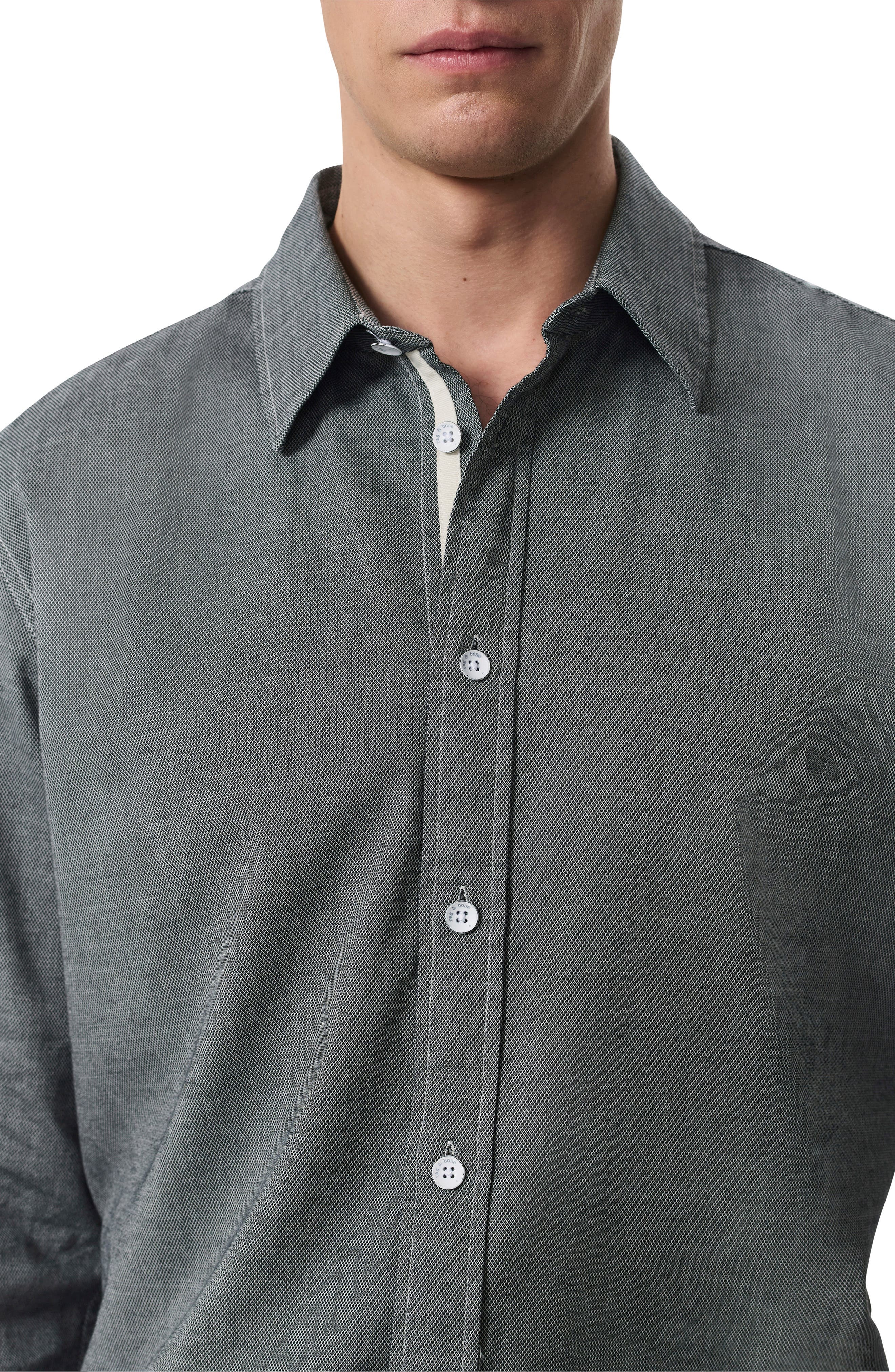 rag & bone Tomlin Cotton Dobby Button-Up Shirt in Pearlgry at Nordstrom - 2