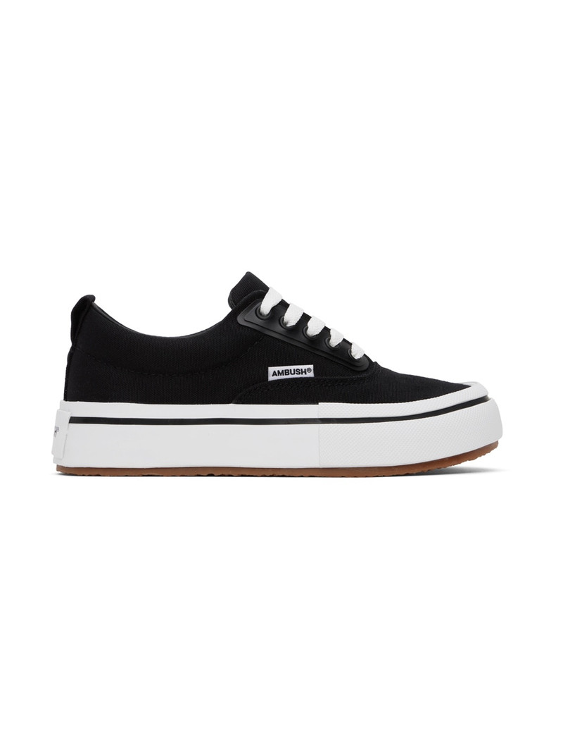 Black Vulcanized Lace Up Sneakers 1
