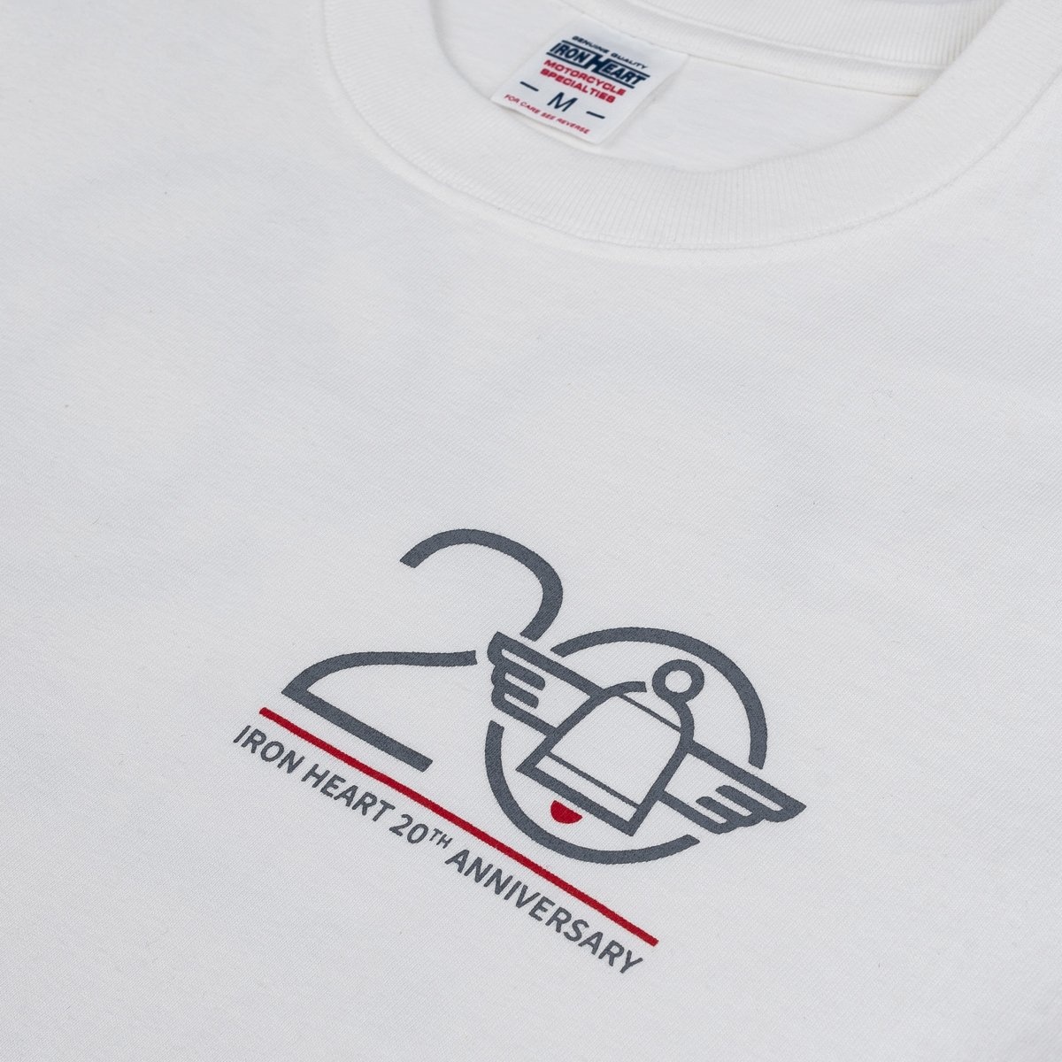 7.5oz Printed "20th Anniversary" Loopwheel Crew Neck T-Shirt - White - 8