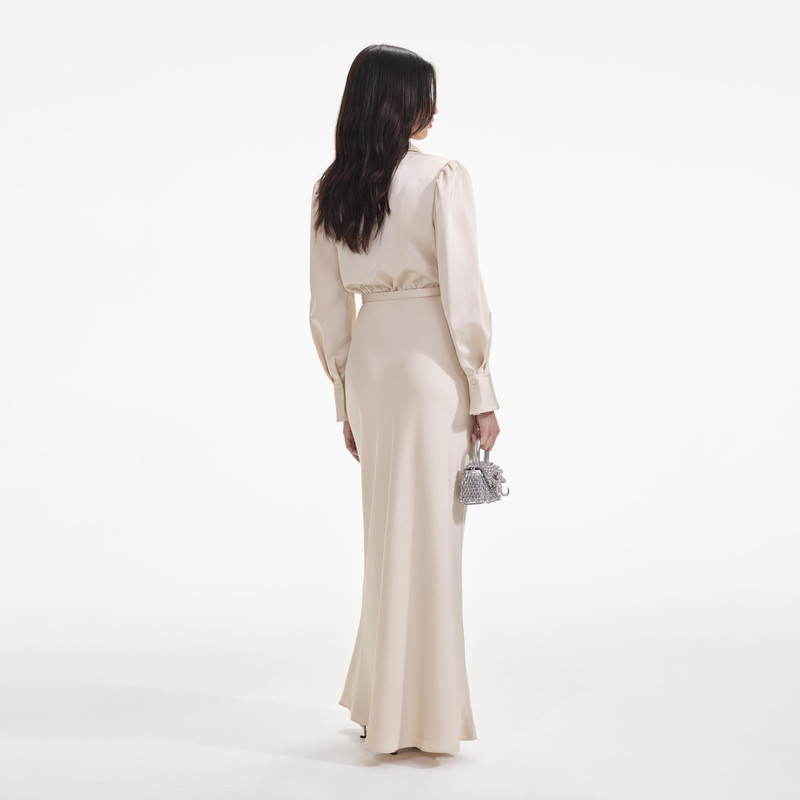 white christmas dresses Self-Portrait Flower Maxi Dress in Neutral main image 0