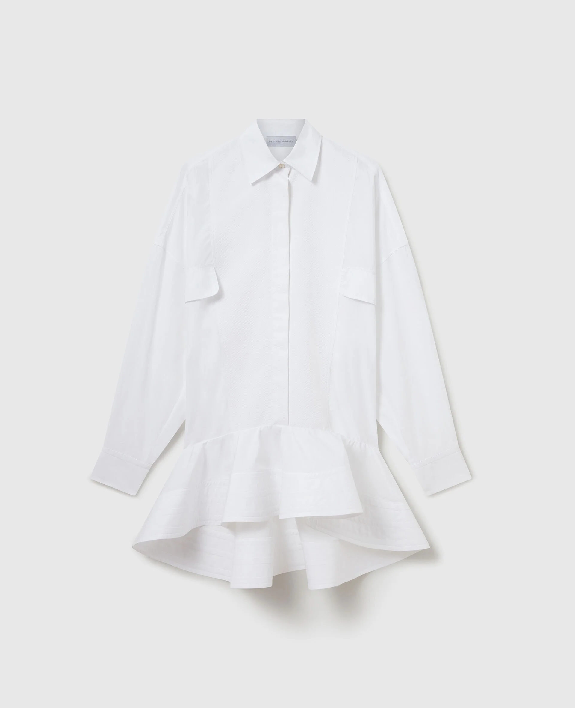 Poplin Peplum Piqué Shirt Dress - 1