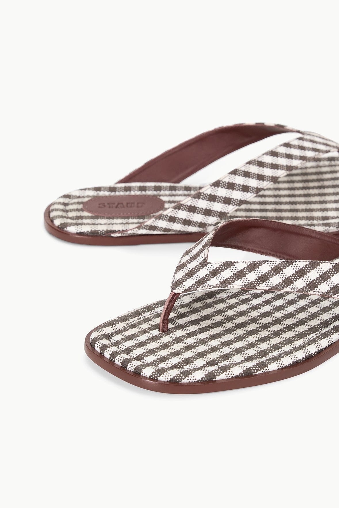 STAUD DANTE THONG DARK CHOCOLATE MICRO CHECK - 7