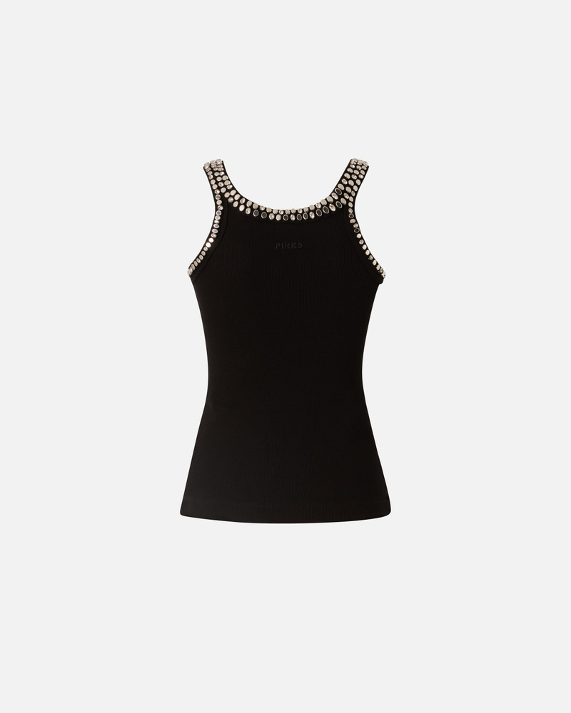PINKO RIBBED TOP WITH BEJEWELLED EMBELLISHMENT outlook
